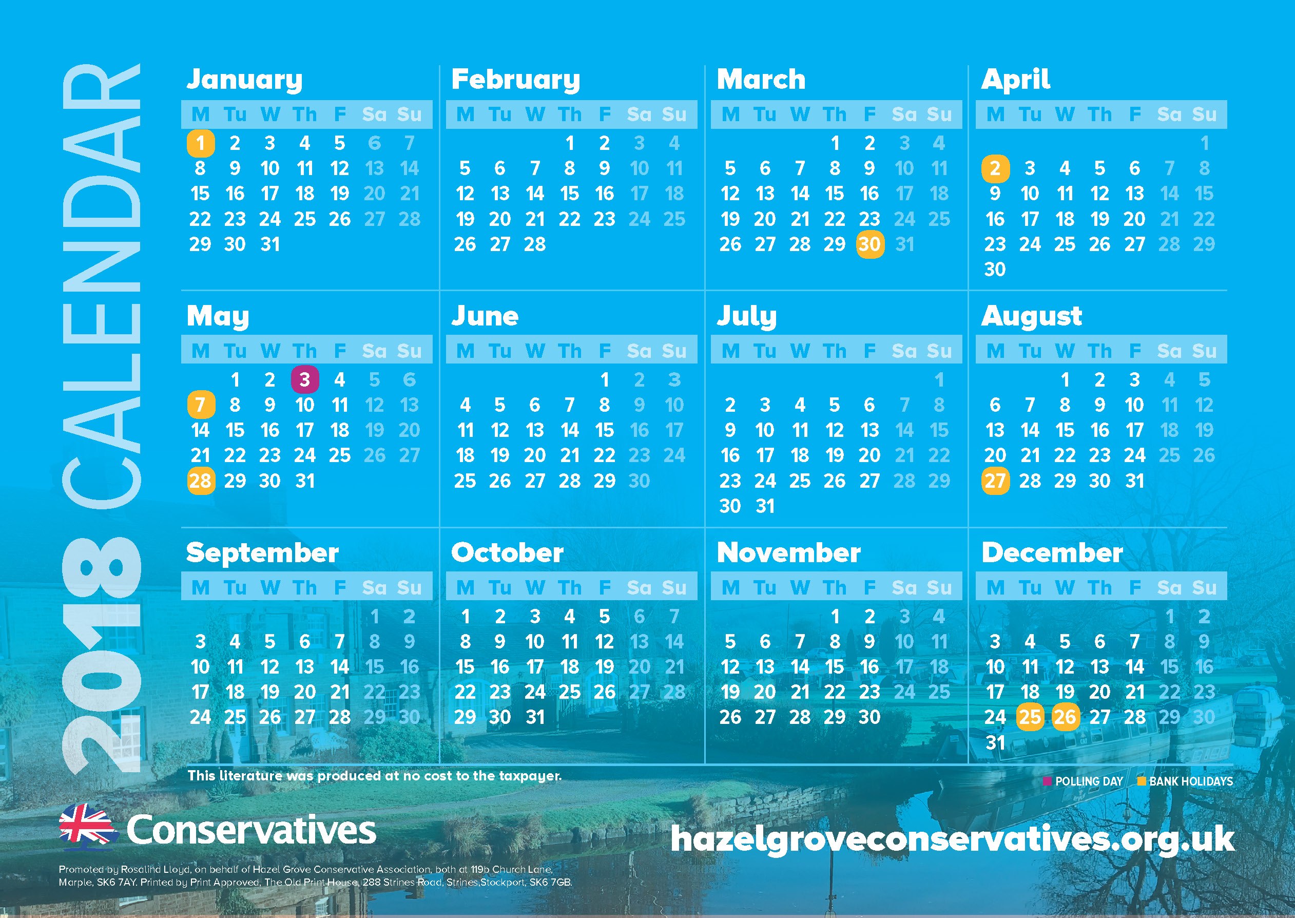 2018 Marple South and High Lane Calendar Hazel Grove